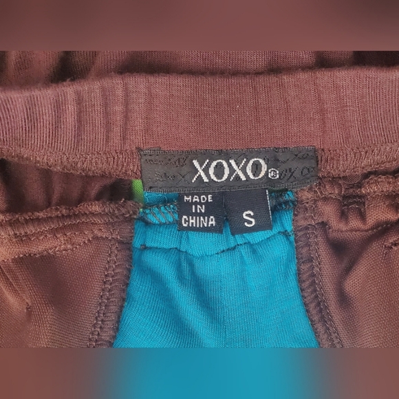 XOXO Halter Handkerchief Midi Dress Summer Green Teal Blue Brown Size Small - Picture 9 of 11